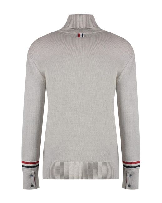 Thom Browne Gray Wool Turtleneck Sweater