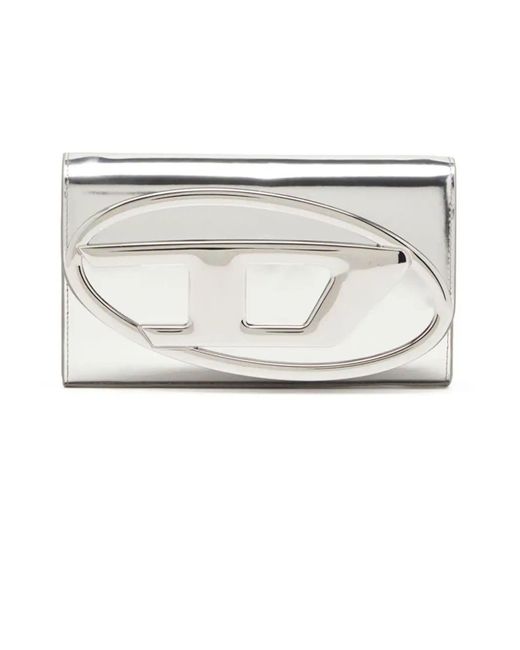 DIESEL White 1Dr Mirrored Leather Wallet