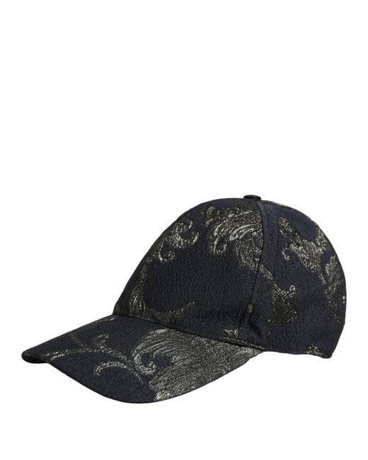 Dolce & Gabbana Black Floral Barocco Cotton Baseball Cap Hat Elastane for men
