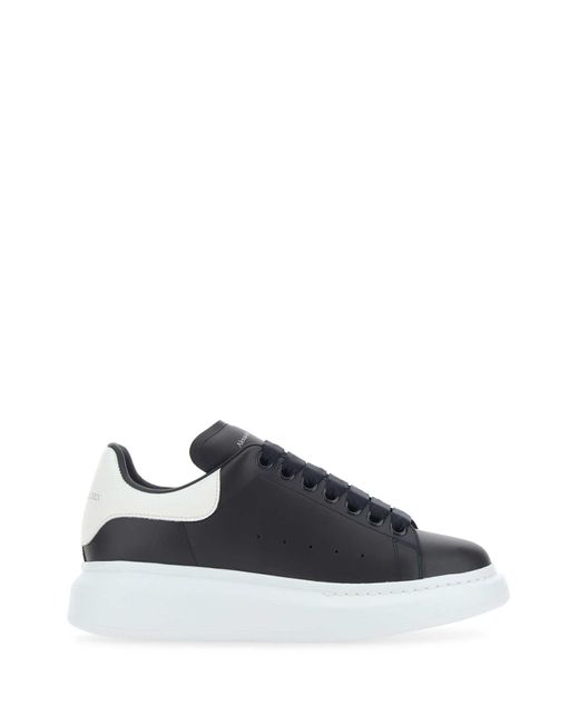 Alexander McQueen Blue Leather Sneakers With Leather Heel