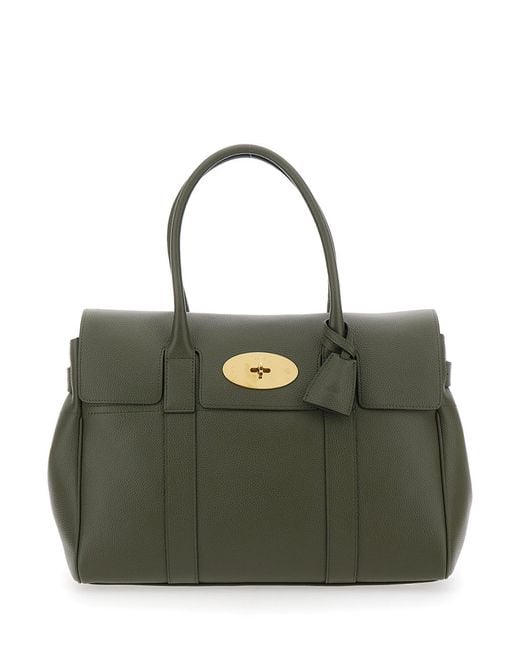 Mulberry Green 'Bayswater' Handbag With Twist-Lock Closure