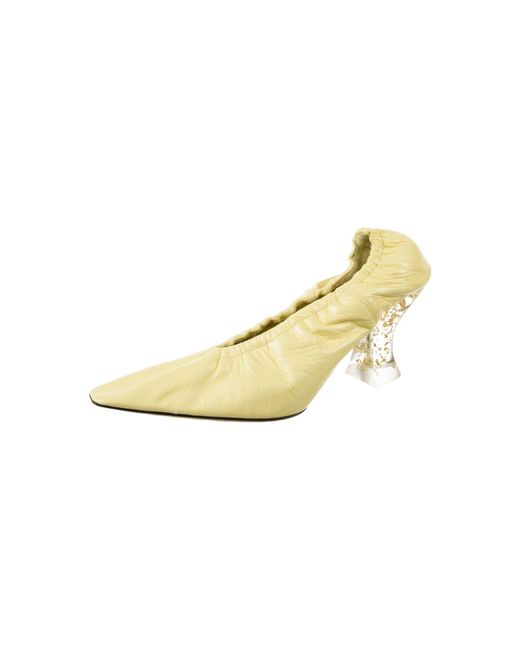 Bottega Veneta Yellow Almond Toe Elasticated 75Mm Pumps