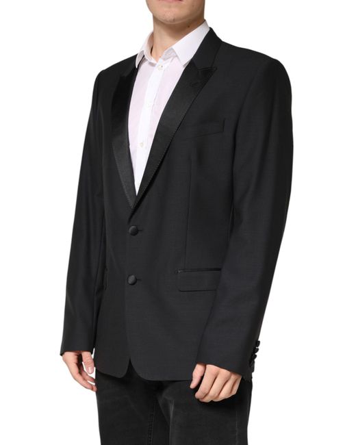 Dolce & Gabbana Black Martini Single Breasted Jacket Blazer Virgin Wool Silk Polyester Clothing for men