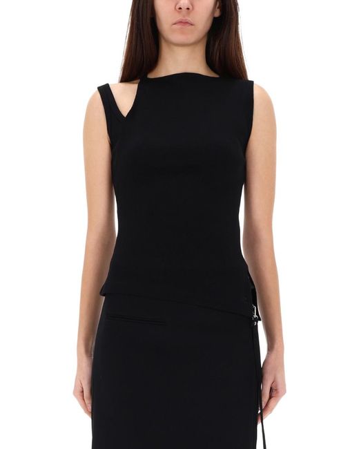 Courreges Black Oblique 90S Top Cotton Tops