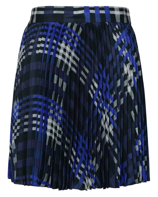MSGM Blue Two-Tone Polyester Skirt