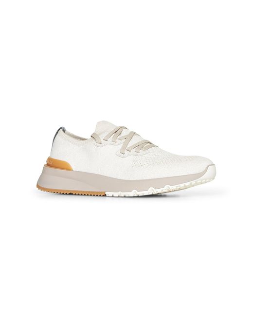Brunello Cucinelli White Ivory Chiné Knit Runners for men