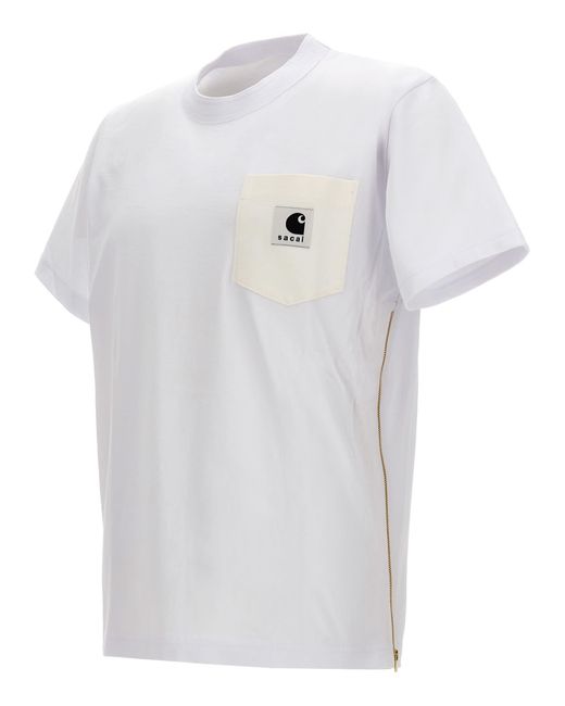 Sacai White T-Shirt X Carhartt Wip