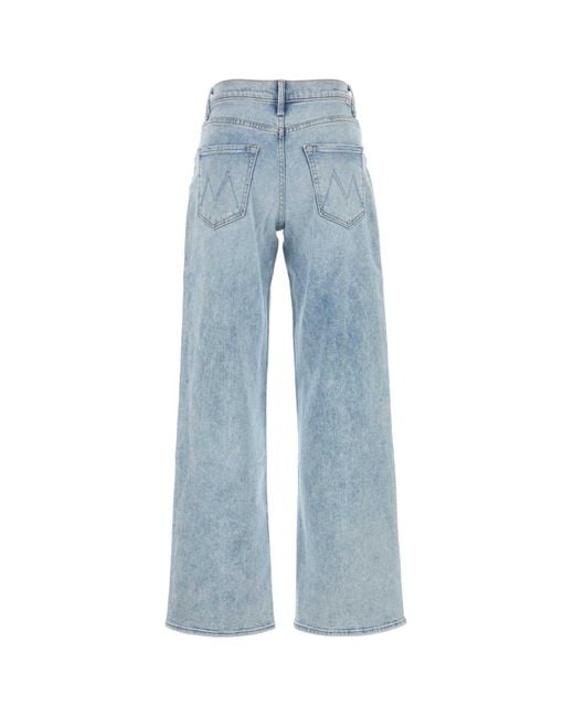 Mother Blue Stretch Denim The Spinner Zip Sneak Jeans