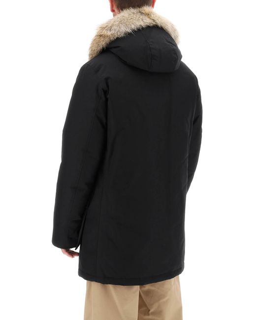 Woolrich Black Arctic Parka With Coyote Fur for men