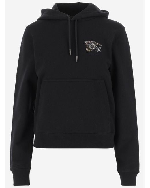 Burberry Black Hooded Cotton Sweatshirt Knitwear