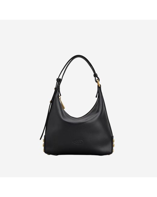 Tod's Black Mini Leather Bag Metal Dots Calfskin Shoulder
