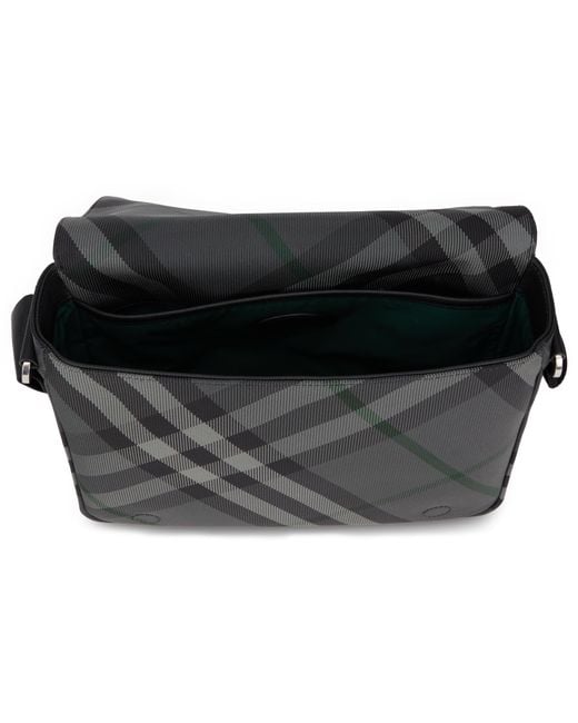 Burberry Black Messenger Bag Grid Polyamide for men