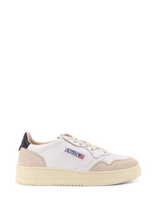 Autry White Medalist Low Leather Low-Top Sneakers With Suede Inserts