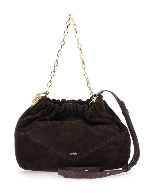 Ba&sh Black Shoulder Bag Suede