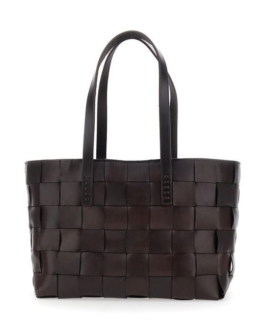 Dragon Diffusion Black Tote Bag Woven Leather