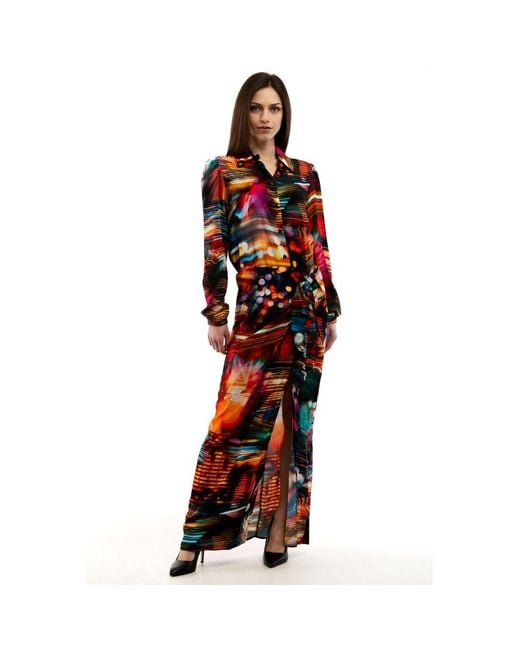Moschino Red Multicolor Viscose Casual Dress