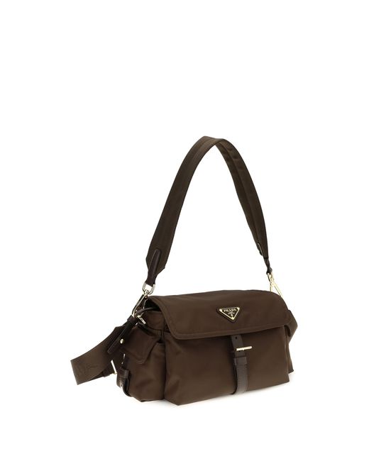 Prada Brown Shoulder Bag Pattina Recycled Polyamide