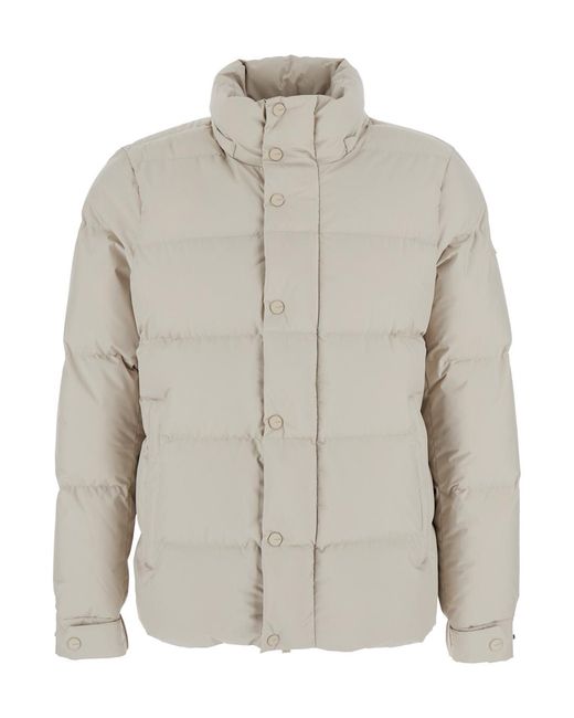 Heskimo Gray Short Down Jacket Technical Fabric Padded for men