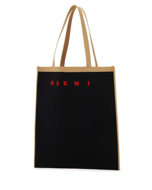 Marni Black Canvas Shopping Bag for men