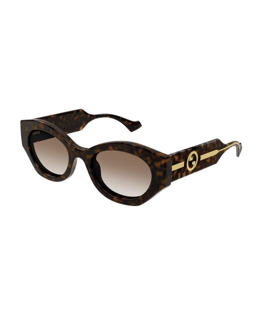 Gucci Brown La Piscine Oval-frame Sunglasses