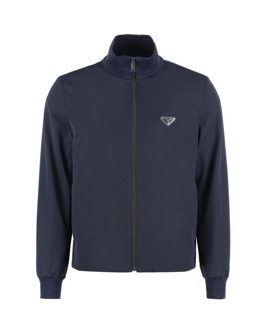 Prada Blue Triangle-logo Zip-up Jacket for men