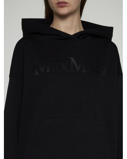 Max Mara Black Palmira Logo Cotton-Blend Hoodie