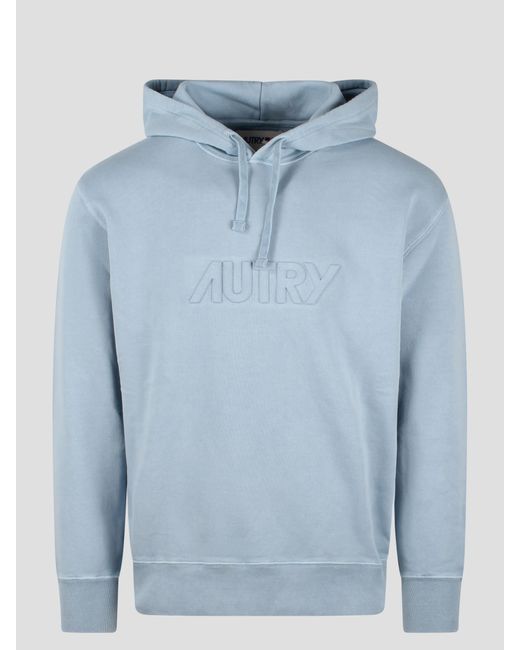 Autry Blue Cotton Hooded Sweatshirt for men