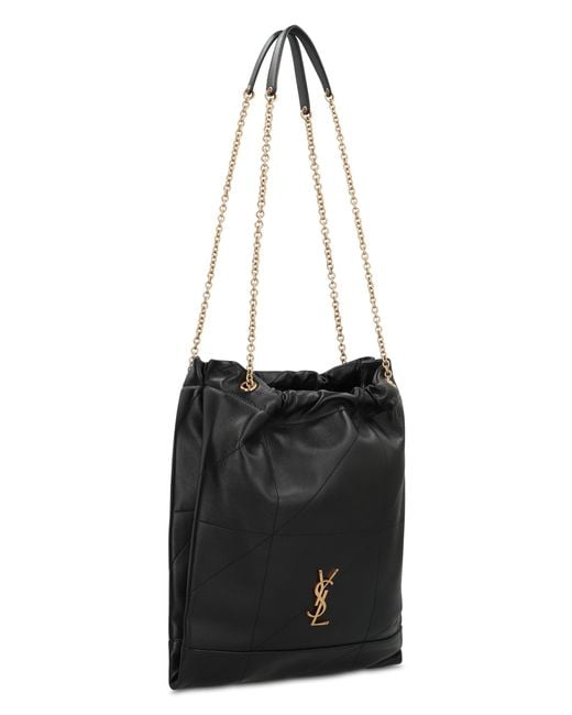 Saint Laurent Black Leather Pouch With Metal Strap Lamb Clutch Bags