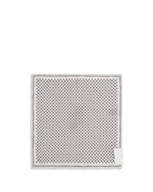 Brunello Cucinelli White Silk Pochette With Geometric Pattern Scarf for men
