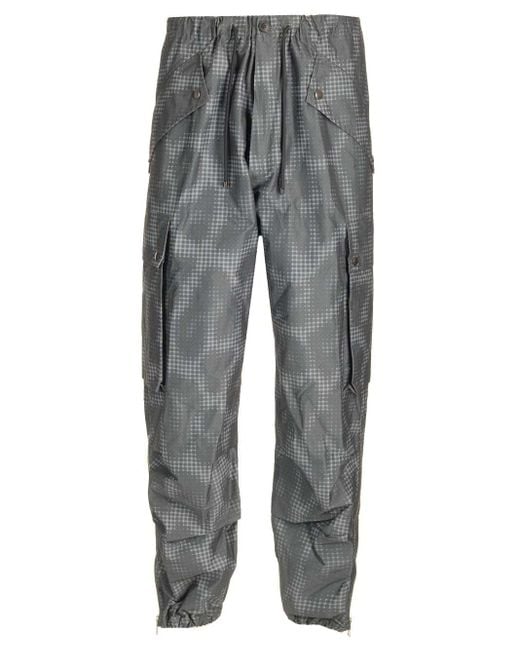 Dries Van Noten Gray Cargo Pants With Print for men