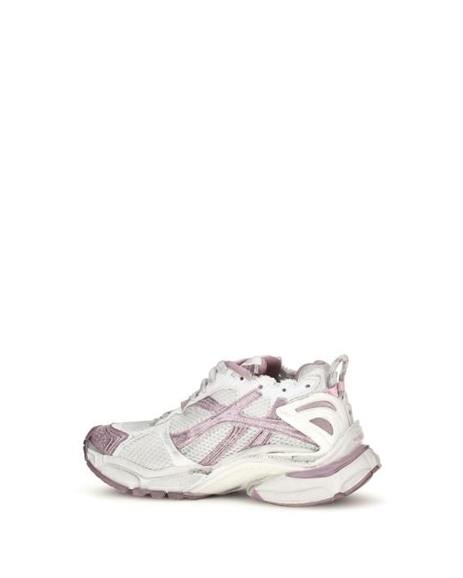 Balenciaga White Runner Glitter Sneakers Lilac