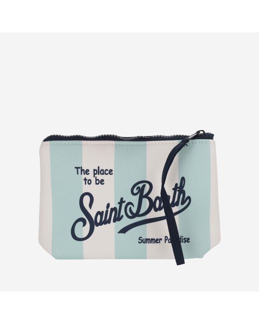 Mc2 Saint Barth White Scuba Clutch Bag With Striped Pattern