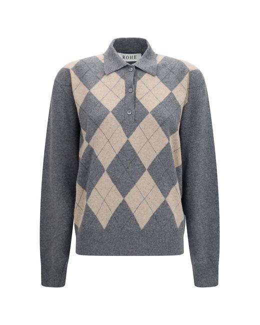 Rohe Gray Ballantyne Argyle Polo T-Shirts