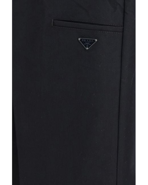 Prada Blue Technical Wide-Leg Pants Canvas Cotton; Polyamide for men