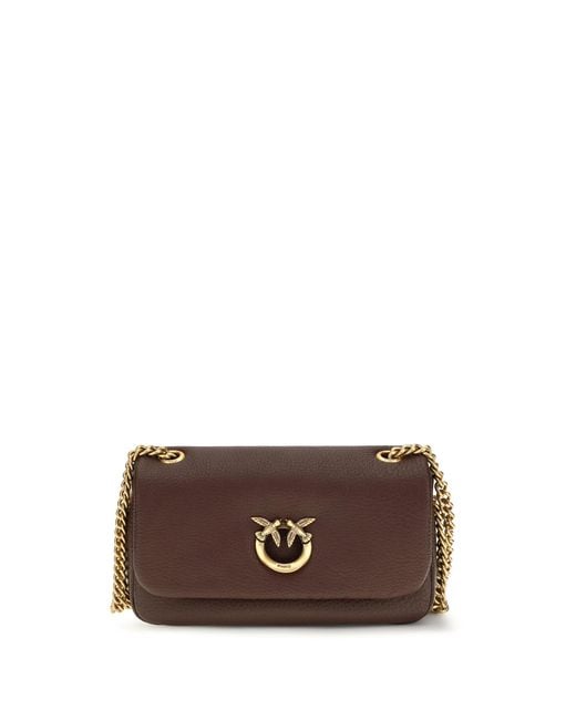 Pinko Brown Medium Love Bag Click Soft Horizontal Shoulder Calf Leather Bos Taurus