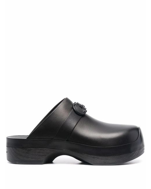 Ferragamo Black Ferragamo Gancini Ornament Clogs