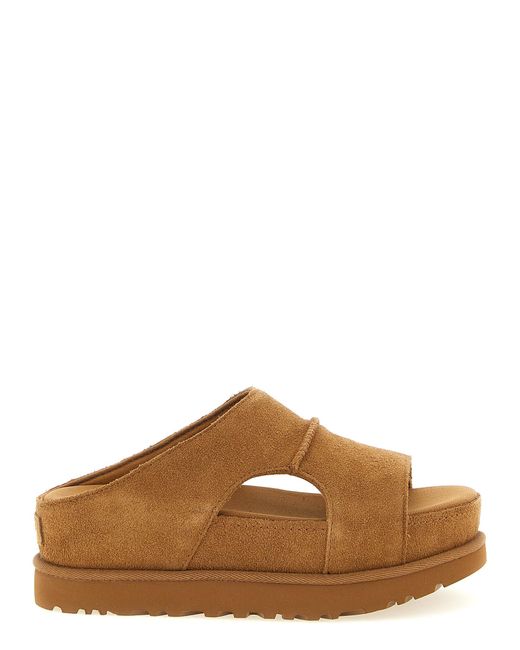 Ugg Brown 'Goldenstar Hi Cutout' Slides