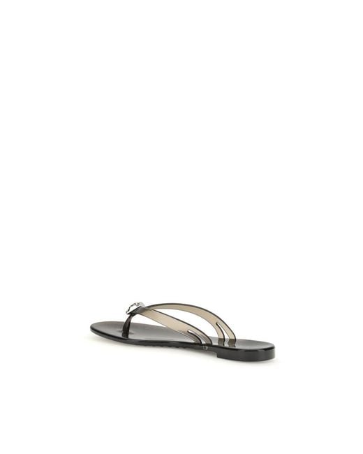 Casadei Black Polyurethane Flat Sandals