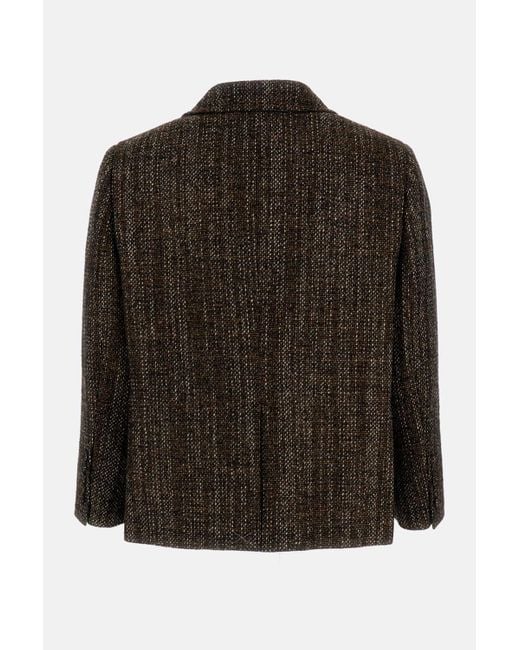Fendi Black Short Double Breasted Wool Jacket