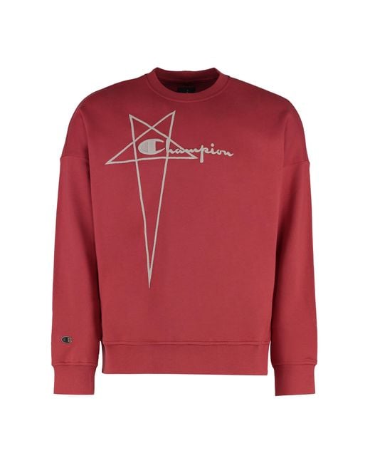Rick Owens Red X Champion Cotton Crew-Neck Sweatshirt Sweatshirts for men