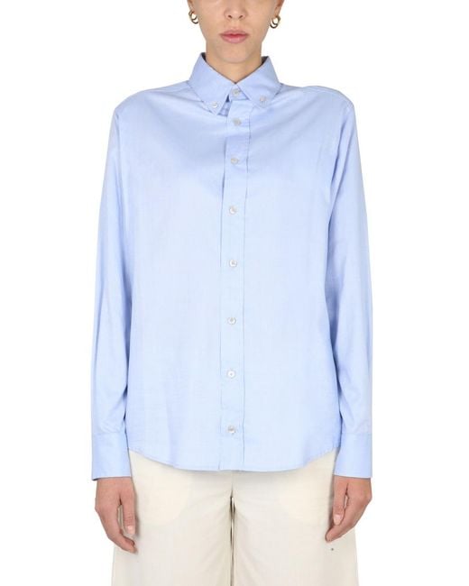 Ballantyne Blue Oxford Shirt With Button Down Collar Cotton