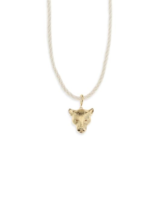 Forte_forte White Sculpture Necklace With Puma Pendant Bronze Necklaces