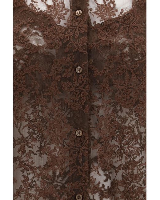 Ermanno Scervino Brown Lace Shirt Polyester; Polyamide