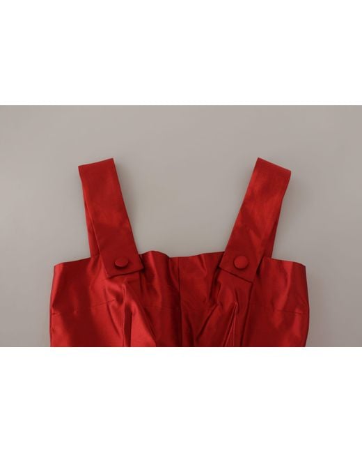 Dolce & Gabbana Red Radiant Silk A-Line Midi Dress