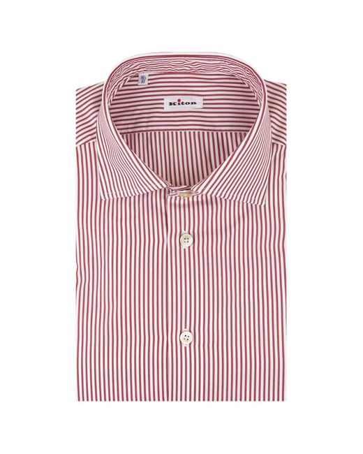 Kiton Pink And Striped Classic Shirt for men