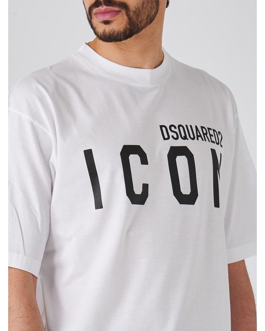 DSquared² White Be Icon Loose Fit Tee T-Shirt for men