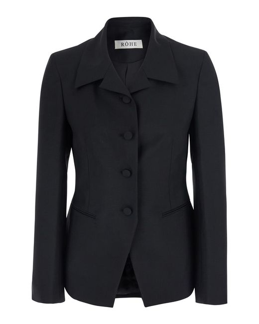 Rohe Black Blazer Wool-Blend Virgin Wool Blazers