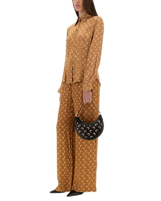 MARINE SERRE Brown Moon" Satin Pants