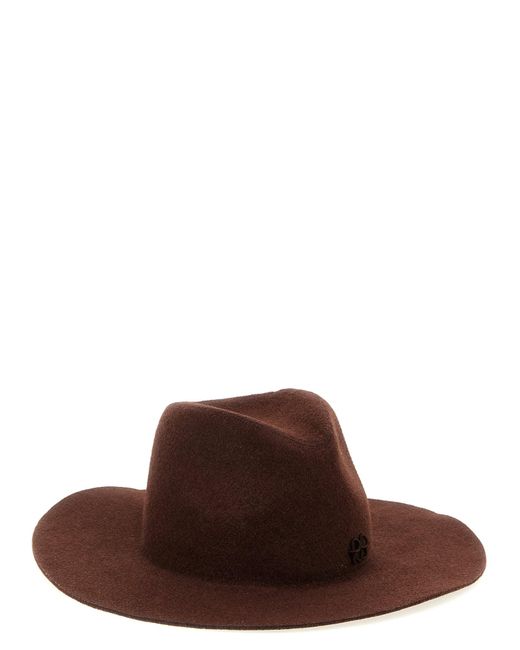 Ruslan Baginskiy Brown 'Monogram-Embellished Fedora' Hat