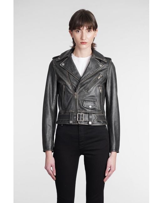 Golden Goose Leather Jacket In Black Leather in Gray | Lyst